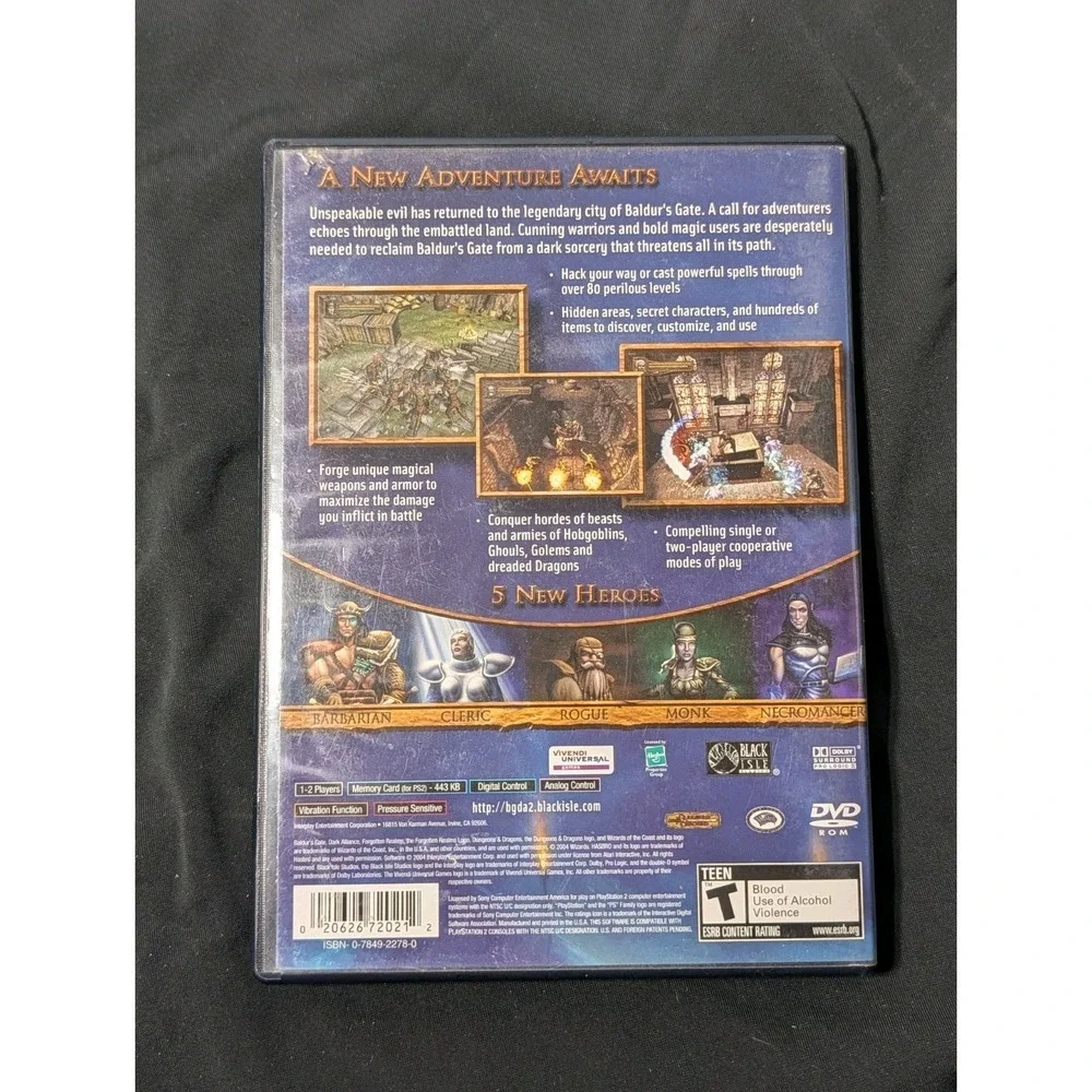 Baldur's Gate: Dark Alliance II (PS2, 2004) - Complete in Box‎ (CIB) w/ Manual